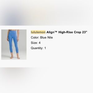 lululemon Align™ High-Rise Crop 23" size 4 worn once